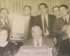 The Founders presenting a dedication plaque -- (Back left-right): Harry Kreiter, Boomie Kreiter, Manny Kreiter, Billy Keene, Nusie Kreiter, (Front, left-right): Rhoda Kreiter, Davie Kreiter
